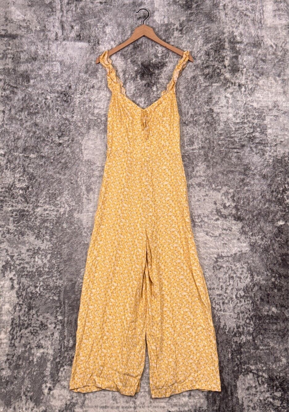 Reformation Jumpsuit 12 Womens Yellow Floral Smocked Wide Leg
